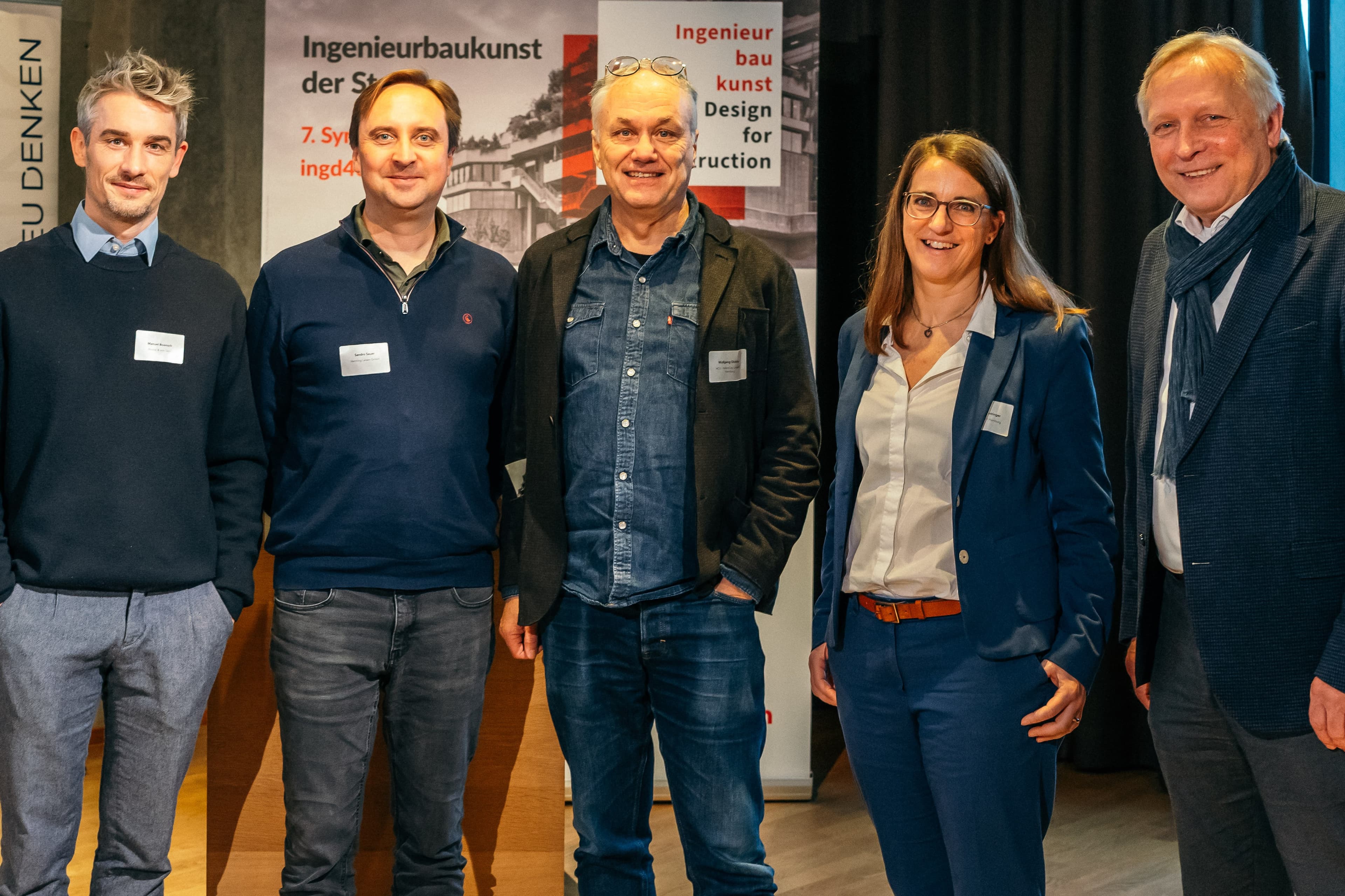 Bild 3 Manuel Boensch (Wetzel von Seht), Sandro Sauer (Henning Larsen), Prof. Wolfgang Dickhaut (HCU Hamburg), Susanne Tettinger (Sweco), Bernd von Seht