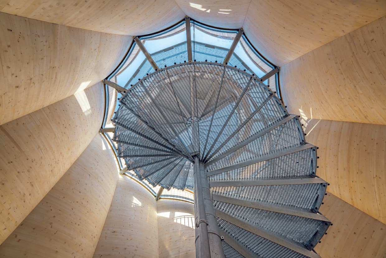 Blick von innen in den Wangen Turm (© ICD/ITKE/IntCDC Universität Stuttgart)